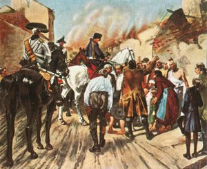 Fridrich Veliký v troskách Küstrinu před bitvou u Zorndorfu, 25. srpna 1758, 1936. od Unbekannt