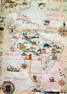 Francouzská mapa Střední a Jižní Ameriky, francouzština, 1550 od Unbekannt