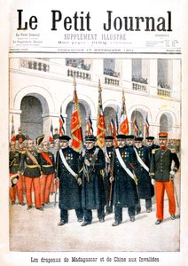 Francouzští váleční veteráni nesoucí vlajky Madagaskarských a čínských kampaní, 1901 od Unbekannt