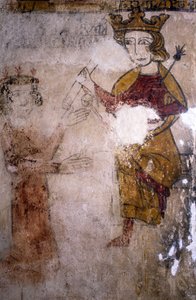 Freska věže Ferrande v Pernes-les-Fontaines (Pernes les Fontaines, Vaucluse (84)) ze 13. století: Karel I. z Anjou (1227-1285), kterému tělo Manfreda I. Sicilského nebo Hohenstaufenu (asi 1232) -1266) je přiveden. od Unbekannt