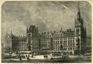 Před nádražím a hotelem St. Pancras, c1876. od Unbekannt