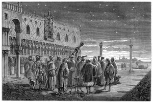Galileo předvádí svůj dalekohled, Benátky, 1609 1870 od Unbekannt