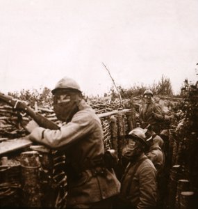 Plynová výstraha v zákopech, Champagne, severní Francie, 1916 od Unbekannt