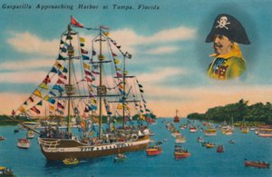 Gasparilla Apporoaching Harbor v Tampě na Floridě, c1940 od Unbekannt