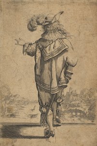 Gentleman viděný zezadu ukazující krajinu, po roce 1629. od Unbekannt