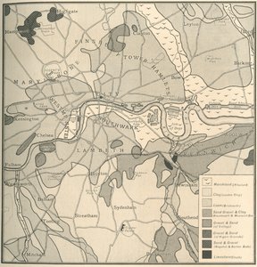 Geologická mapa lokality Londýn, 1908 od Unbekannt