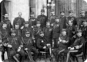 Georges Boulanger, francouzský generál a politik, s dalšími armádními důstojníky, 1888 od Unbekannt