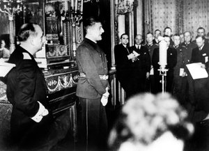 Německý velvyslanec ve Vichy Francii Otto Abetz na tiskové konferenci, 15. prosince 1940 od Unbekannt