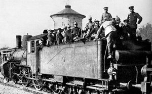 Německé jednotky cestující vlakem na východní frontu, první světová válka, 1914 od Unbekannt