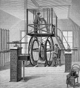 Obří galvanometr ve fyzikální laboratoři, Cornell University, New York, USA, 1886 od Unbekannt