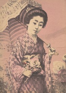 Dívka nesoucí slunečník, ca. 1900 od Unbekannt