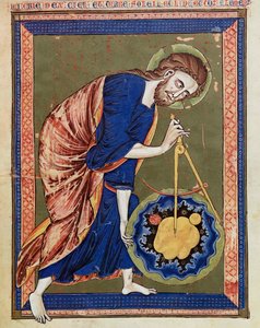 Bůh, božský architekt. Iluminace z Bible moralisée, Codex Vindobonensis 2554, c.1250 (vellum) od Unbekannt