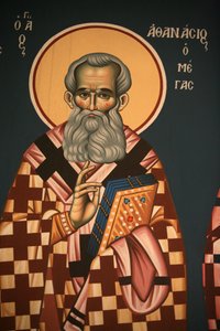 Řecká ortodoxní ikona znázorňující svatého Athanase, velkého Soluňského Řecka od Unbekannt