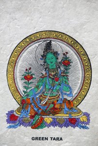 Zelená Tara, buddhistický symbol prosperity. Klášter Kopan, Bhaktapur, Nepál od Unbekannt