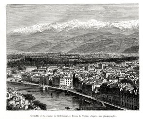 Grenoble z oblasti Belledonne, Francie, 1886 od Unbekannt