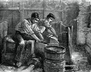 Brusky při práci na kotouči, c1880 od Unbekannt