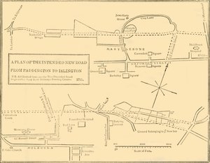 Půdorys New Road from Islington to Edgware Road, 1755, c1876. od Unbekannt