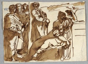 Skupina s Petrarchem a Sappho v Parnassu po Raphaelovi Sanziovi od Unbekannt