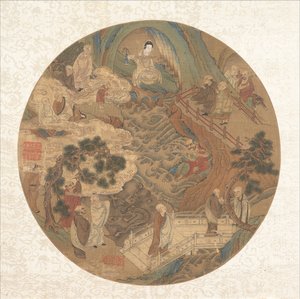 Guanyin a šestnáct luohanů, 16.-17. století. od Unbekannt