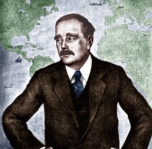 H G Wells - portrét anglického romanopisce, novináře, sociologa a historika, c. 1933. 21. září 1866 - 13. srpna 1946. Válka světů. od Unbekannt