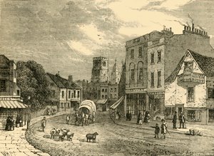 Hackney, Pohled směrem k církvi, 1840, c1876. od Unbekannt