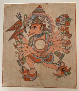 Hanuman ve své tantrické pětihlavé formě Pancha Mukha, ca. koncem 19. století. od Unbekannt