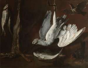 Zajíc, Spoonbill a Fish, polovina 1600s. od Unbekannt