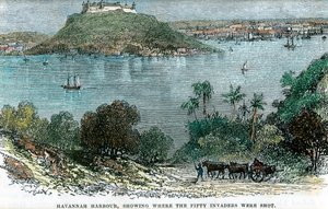 Havannah Harbour, ukazující, kde bylo zastřeleno padesát útočníků, Kuba, c1880 od Unbekannt