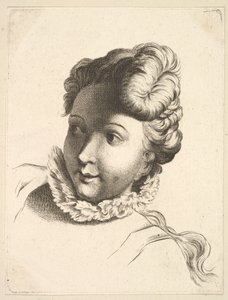 Hlava ženy na rukávu, z Livre de Têtes Gravées dapres F. Boucher et ..., 18. století. od Unbekannt