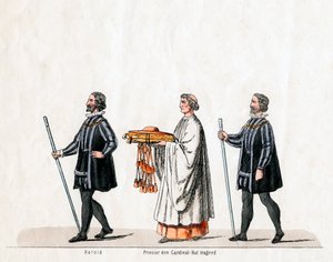 Heroldi a kněz, návrh kostýmů pro Shakespearovu hru, Jindřich VIII., 19. století od Unbekannt