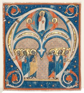 Historická iniciála A vyňatá z responzoriálu: Kristus ve majestátu se svatými, c. 1280-1300. od Unbekannt