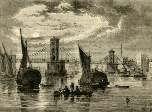 Hungerford Suspension Bridge, 1850, 1881. od Unbekannt
