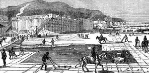 Sbírání ledu na řece Hudson poblíž New Yorku, USA, 1875 od Unbekannt