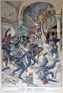 Na Balkáně: Makedonci bránící se bombami proti tureckým vojákům, 1903 od Unbekannt