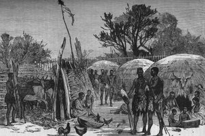 Interiér Zuli Kraal na řece Tugela, c1880 od Unbekannt