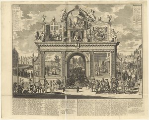 Investiční schémata: Pamětní oblouk postavený na pohřebišti zničených akcionářů, 1720. od Unbekannt