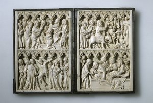 Diptych ze slonoviny s výjevy ze Života Krista Majetek polské královny Jadwigy, 14. století od Unbekannt