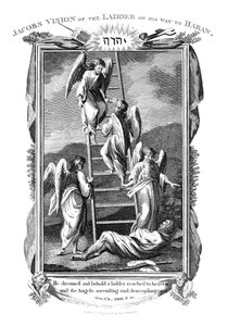 Jacobův sen o andělech, kteří vystupují a sestupují po žebříku do nebe, c1808 od Unbekannt
