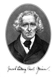 Jakob Ludwig Karl Grimm , německý autor, filolog a mytolog, 1887 od Unbekannt