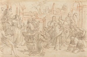 Josef a jeho bratr v Egyptě [verso], 17. století. od Unbekannt