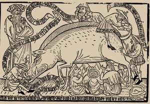 Židé v Judensau zasévají, asi 1470. od Unbekannt