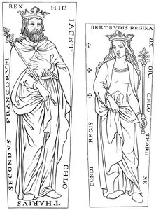 King Clotaire II 584-629 a Bertude 575-604, 12. století 1849 od Unbekannt