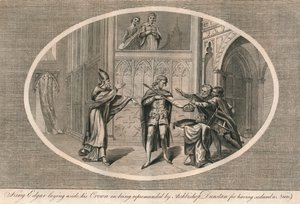 Král Edgar odkládá svou korunu, když byl napomenut arcibiskupem Dunstanem, 60. léta 1793 od Unbekannt