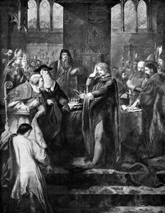 Král Richard II rezignuje na korunu svému bratranci Bolingbrokovi, 1399, c1920 od Unbekannt