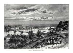Koblenz a Festung Ehrenbreitstein, Německo, 1879 od Unbekannt