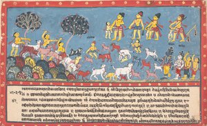 Krišna, Balarama a pastevci krav... z rozptýlené Bhágavata Purány..., 1800-1825. od Unbekannt