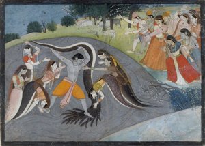 Krishna Subadung Kalia, The Snake Demon: Folio ze série Bhagavata Purana, ca. 1785. od Unbekannt