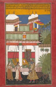 Krishna a Radha, Page z rozptýlené Rasikapriya..., ca. 1660-70. od Unbekannt
