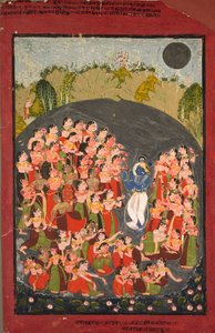 Krišna a Gopíe se shromažďují pro Rasamandala, c. 1720-1730. od Unbekannt