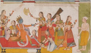 Krishna Vítání Sudama, z Bhagavata Purna, c. 1700. od Unbekannt